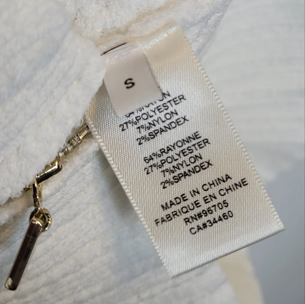 Rebecca Taylor Short Sleeve Cable Zip Sweater S White - Picture 5 of 7